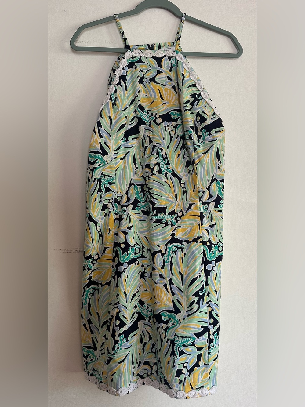 Women’s Navy Tropical Print Halter Dress